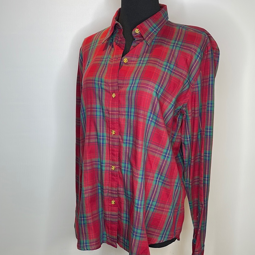 NWT! Chaps Classics Plaid Blouse L